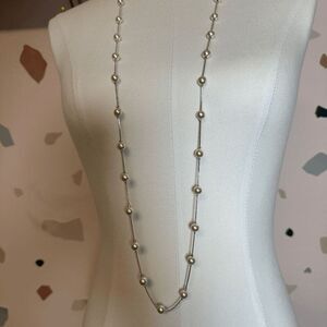PREMIER DESIGNS Silver Pearl Beaded Long‎ Necklace